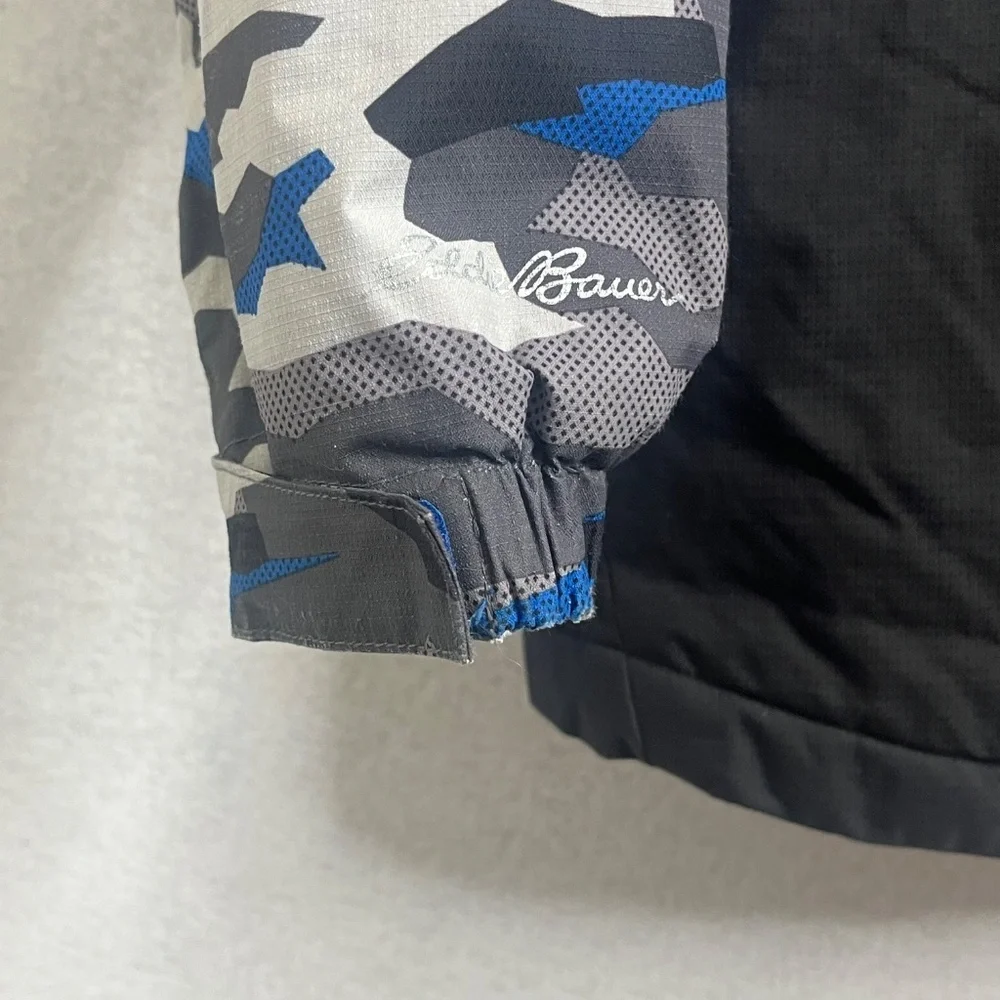 Eddie Bauer Kids Blue Gray Camo Hooded Jacket Medium 10-12